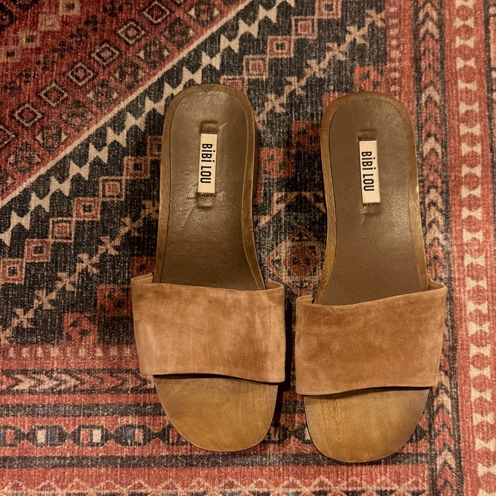 Bibi Lou Brown Suede Slide Sandals
